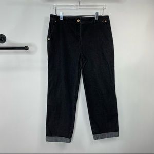 St. John Sport Black Wash Emma Cropped Denim Jeans 12